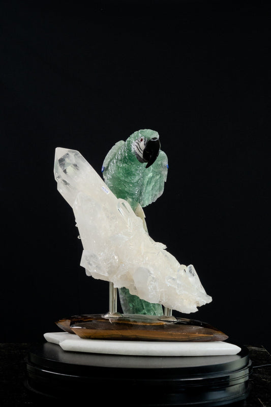 The Green Macaw — Green Fluorite on Colombian Quartz