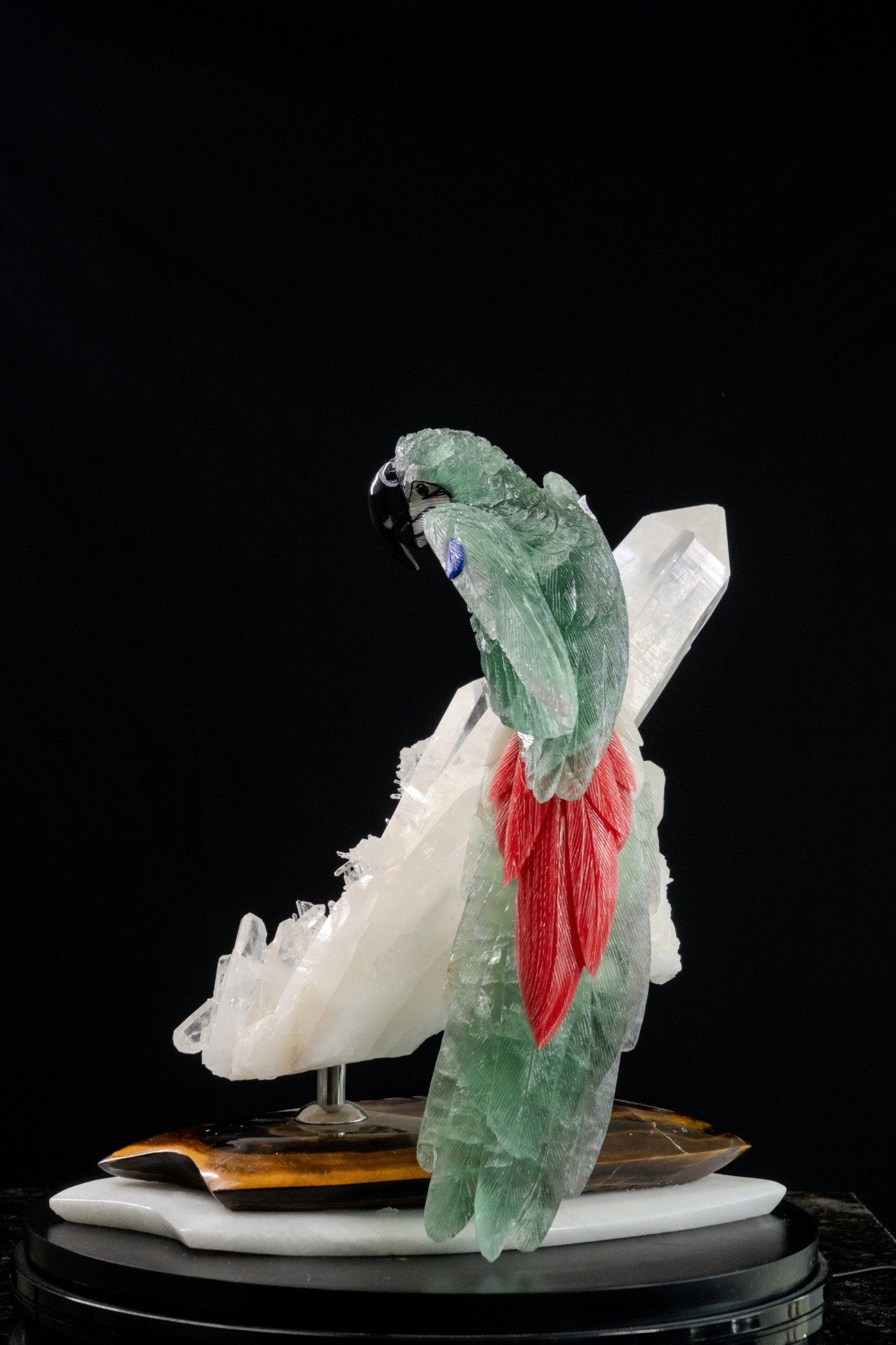 The Green Macaw — Green Fluorite on Colombian Quartz