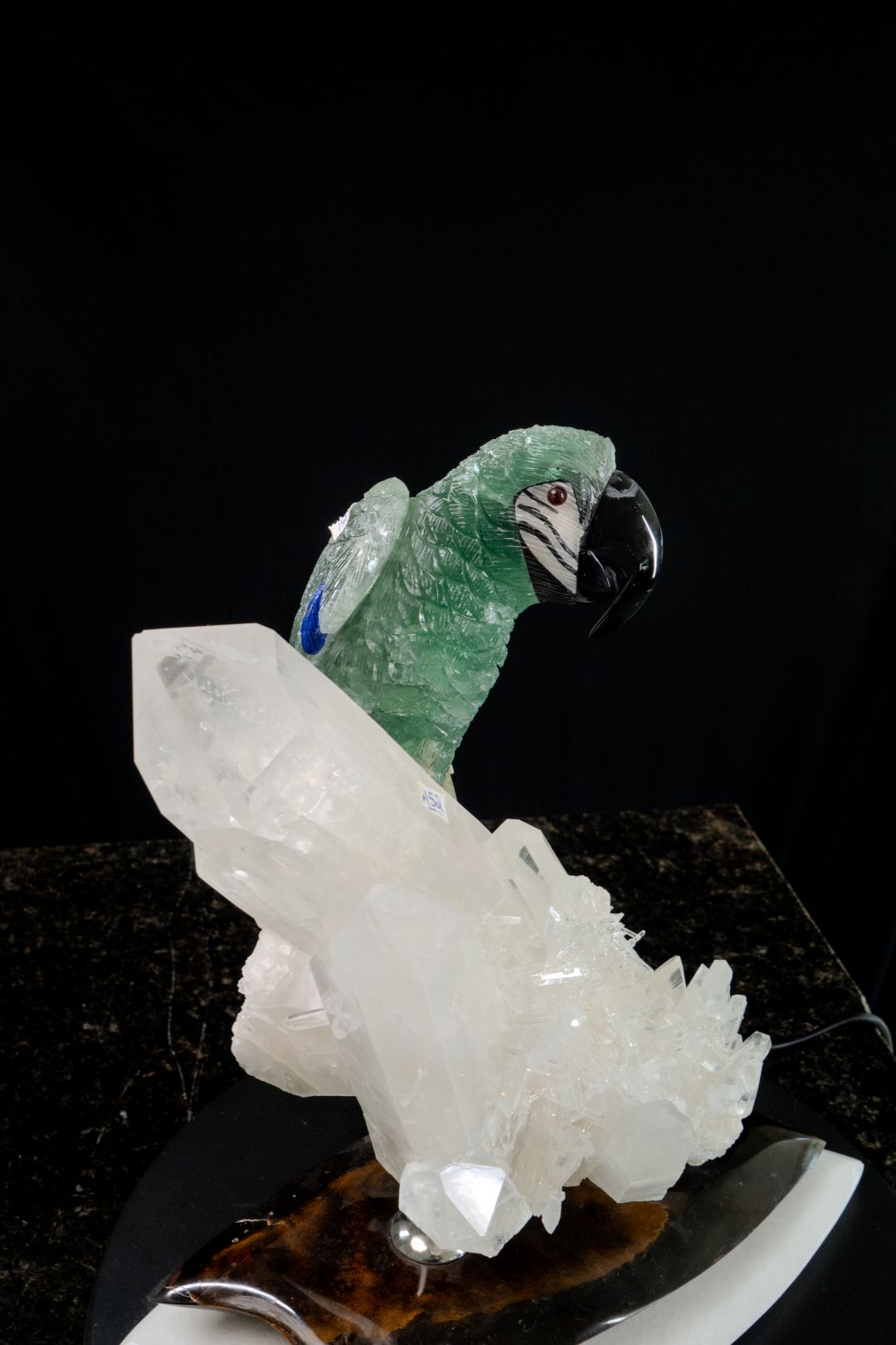 The Green Macaw — Green Fluorite on Colombian Quartz