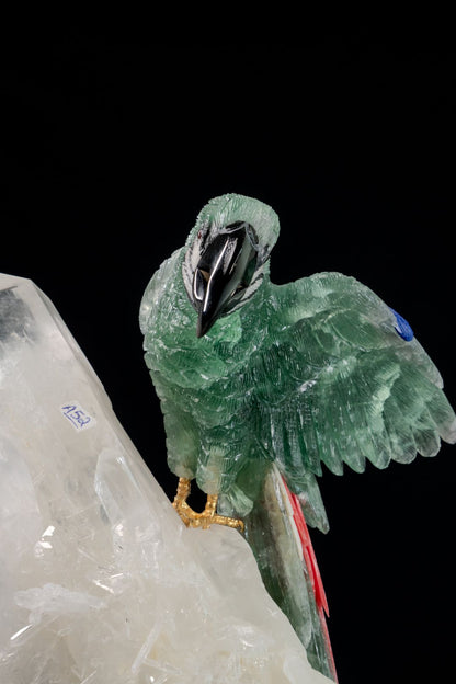 The Green Macaw — Green Fluorite on Colombian Quartz